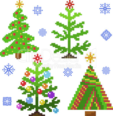 Set of Christmas Trees with mosaic structure