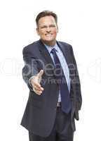 Handsome Businessman Reaching For A Handshake on White