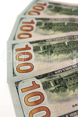 hundred dollar bank notes by reverse side isolated