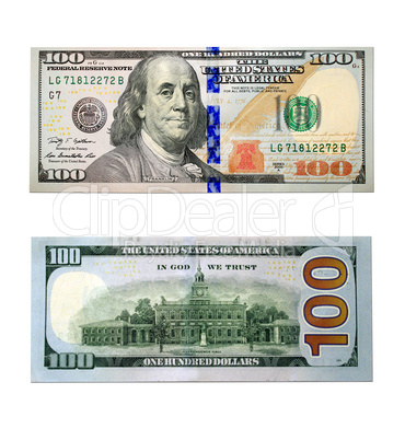hundred dollar bank notes isolated