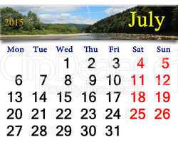 calendar for June of 2015 with speed river
