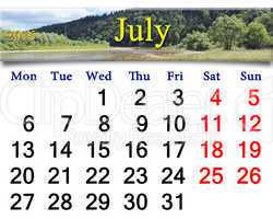 calendar for June of 2015 with speed river