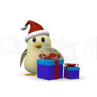 Bird with gift boxes