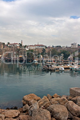 View of Kaleici, Antalya old town harbor.