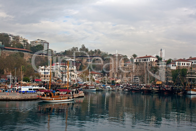 View of Kaleici, Antalya old town harbor.