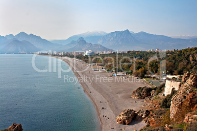 View of Antalya beach Turkey