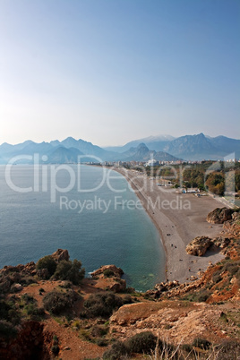 View of Antalya beach Turkey