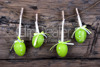 Four Green Easter Eggs