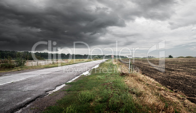 Road in cloudy weather