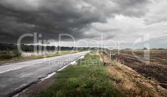 Road in cloudy weather
