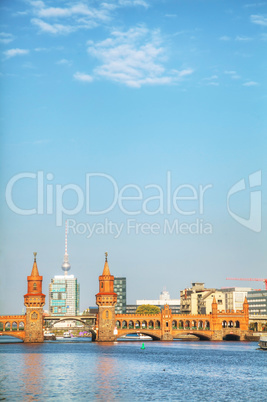 Berlin cityscape with Oberbaum bridge