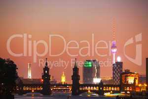 Berlin cityscape with Oberbaum bridge