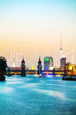 Berlin cityscape with Oberbaum bridge