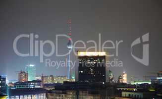 Overview of Berlin at night time