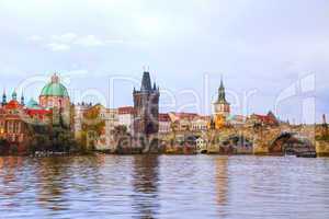 The Old Town with Charles bridge tower in Prague