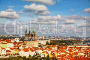 Aerial view of Prague on a sunny day