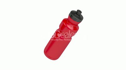 Red plastic water bottle