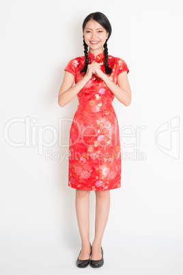 Asian chinese girl greeting
