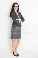 Full body confident Asian business woman