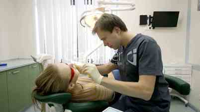 Starting of dental examination in clinic
