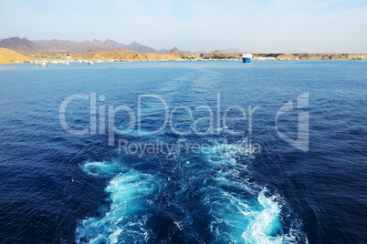The view on Sharm el Sheikh harbor from yacht, Egypt