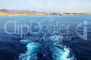 The view on Sharm el Sheikh harbor from yacht, Egypt