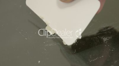 White powder being lined on the table