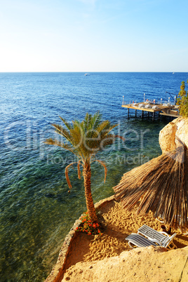 Beach at the luxury hotel, Sharm el Sheikh, Egypt