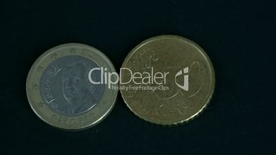 Two 50 cent Spain Euro coin front and back detail