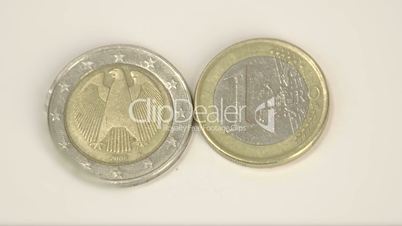 Two different German Euro coins on the table