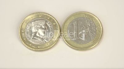 Two Latvian Euro coins presented on the table
