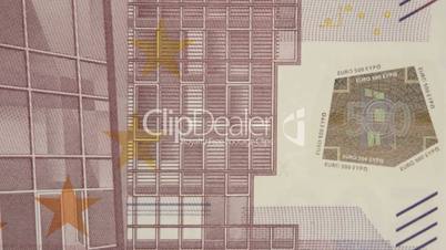 Close up look of the left detail of the 500 Euro bill