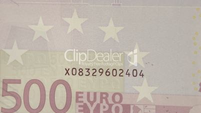 The lower left detail of the 500 Euro bill
