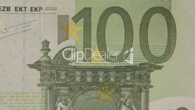The upper right detail of the 100 Euro bill