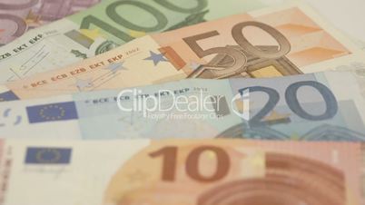 Five Euro bills on the table