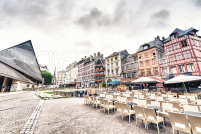 ROUEN, FRANCE - JUNE 17, 2014: Joan's D'arc square with tourists