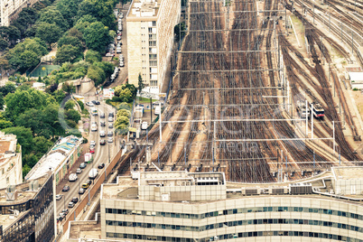 Aerial view of railway station, Paris, France