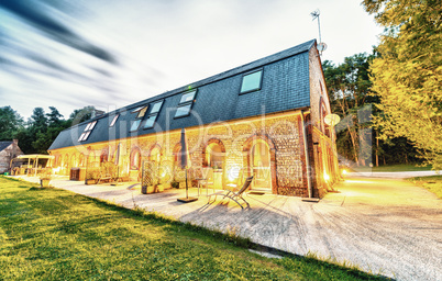 Amazing sunset view of old building surrounded by nature