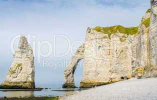 Awesome cliffs of Etretat in Normandy. Geological rocks shapes