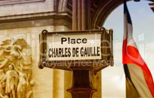 Place Charles de Gaulle sign in Paris