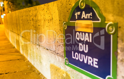 Quai du Louvre street sign in Paris