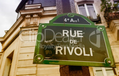 Rou de Rivoli street sign in Paris