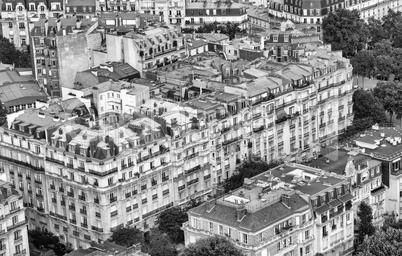 Aerial view of Paris cityscape