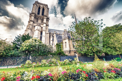 Beautiful spring view of Notre Dame in Paris