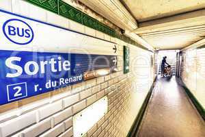 Metro subway station exit sign, Paris