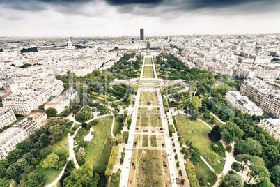 Beautiful aerial view of Paris with buildings and parks