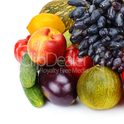 set of fruits and vegetables isolated on white background