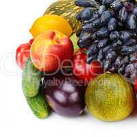 set of fruits and vegetables isolated on white background