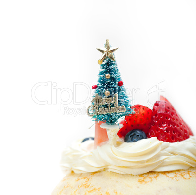 christmas tree on crepe pancake cake