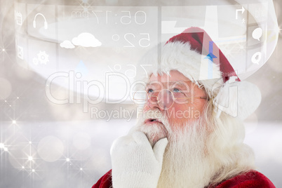 Composite image of santa is thinking about something